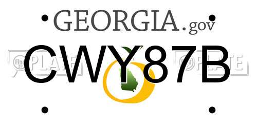 CWY87B Georgia License Plate