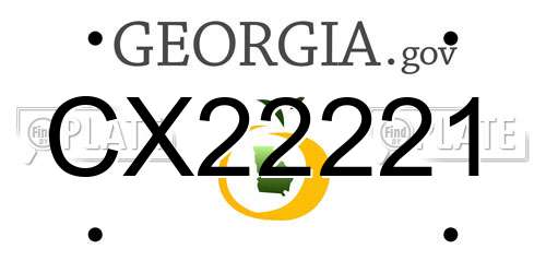 CX22221 Georgia License Plate