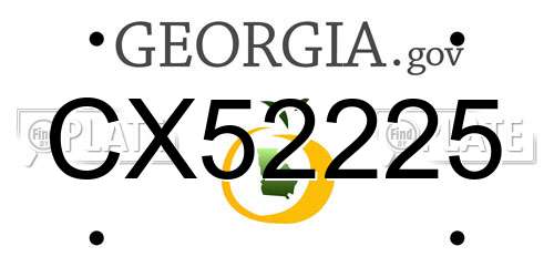 CX52225 Georgia License Plate