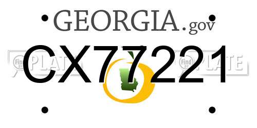 CX77221 Georgia License Plate
