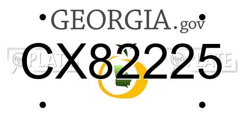 CX82225 Georgia License Plate