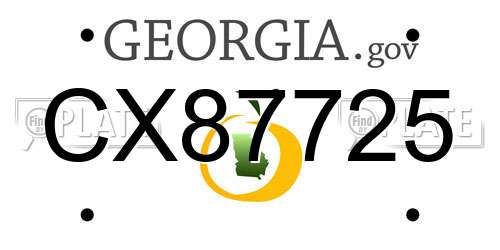 CX87725 Georgia License Plate