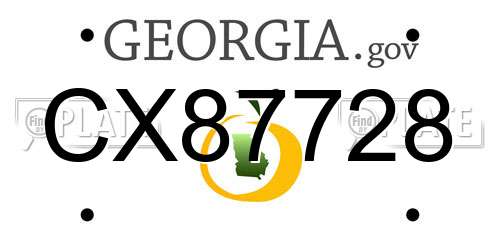 CX87728 Georgia License Plate
