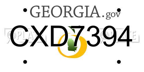 CXD7394 Georgia License Plate