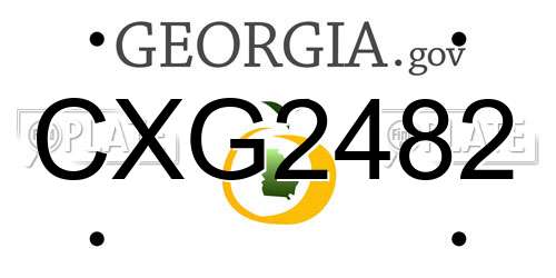 CXG2482 Georgia License Plate