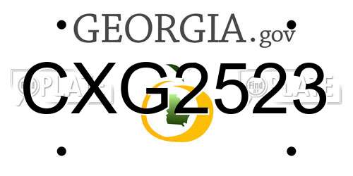 CXG2523 Georgia License Plate