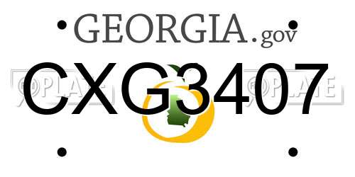 CXG3407 Georgia License Plate