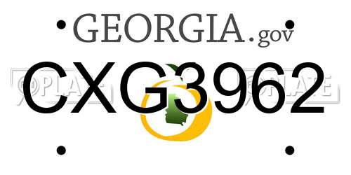 CXG3962 Georgia License Plate