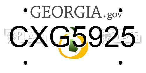 CXG5925 Georgia License Plate