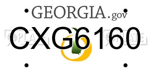 CXG6160 Georgia License Plate