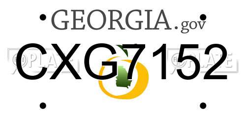 CXG7152 Georgia License Plate