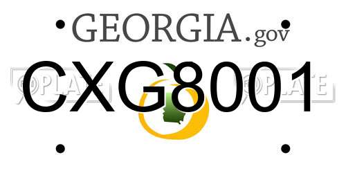 CXG8001 Georgia License Plate