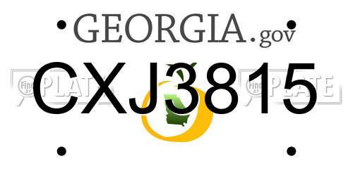CXJ3815 Georgia License Plate