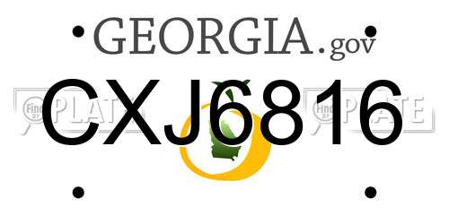 CXJ6816 Georgia License Plate