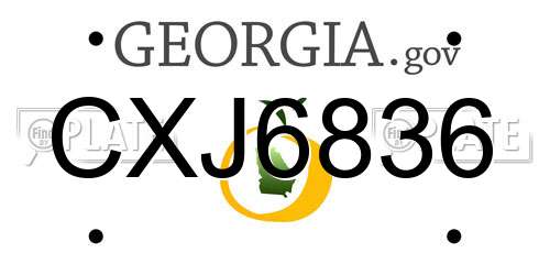CXJ6836 Georgia License Plate