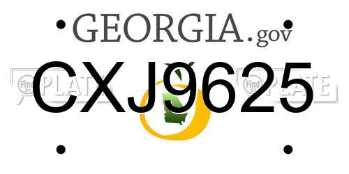 CXJ9625 Georgia License Plate