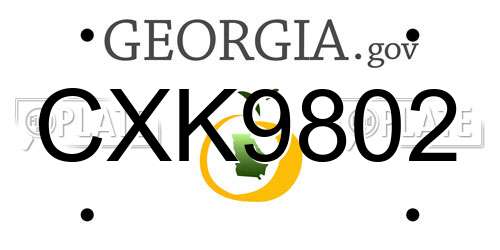 CXK9802 Georgia License Plate