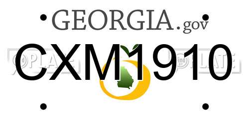 CXM1910 Georgia License Plate