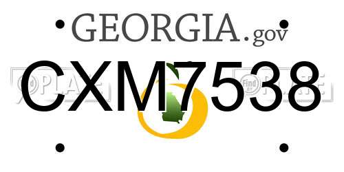 CXM7538 Georgia License Plate