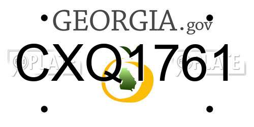 CXQ1761 Georgia License Plate