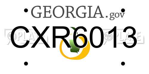 CXR6013 Georgia License Plate