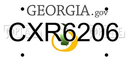 CXR6206 Georgia License Plate
