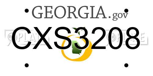 CXS3208 Georgia License Plate