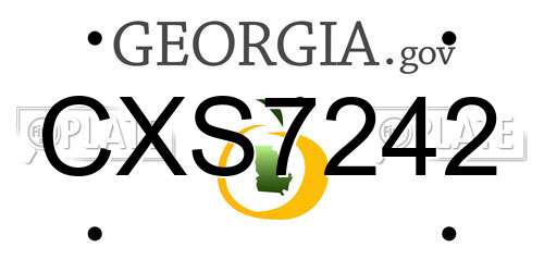 CXS7242 Georgia License Plate