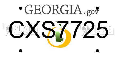CXS7725 Georgia License Plate