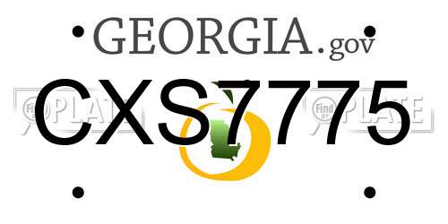CXS7775 Georgia License Plate