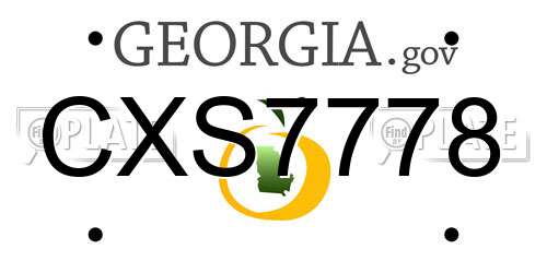 CXS7778 Georgia License Plate