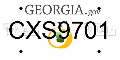 CXS9701 Georgia License Plate