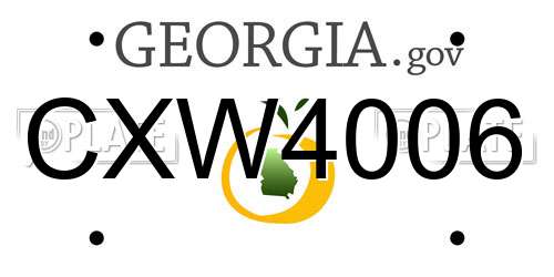CXW4006 Georgia License Plate