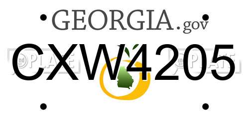 CXW4205 Georgia License Plate
