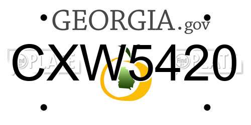 CXW5420 Georgia License Plate