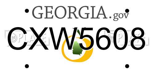 CXW5608 Georgia License Plate