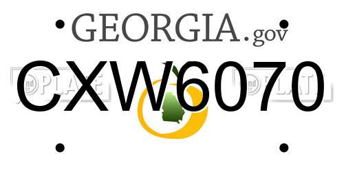 CXW6070 Georgia License Plate