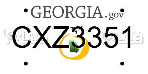 CXZ3351 Georgia License Plate