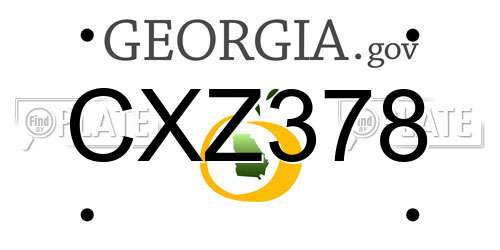 CXZ378 Georgia License Plate