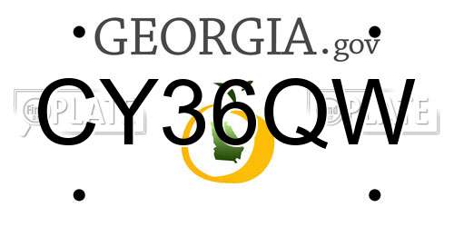 CY36QW Georgia License Plate