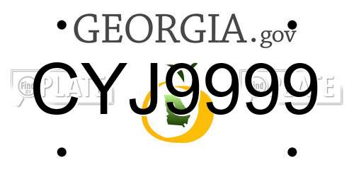 CYJ9999 Georgia License Plate