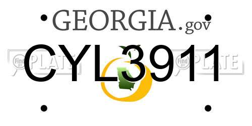 CYL3911 Georgia License Plate