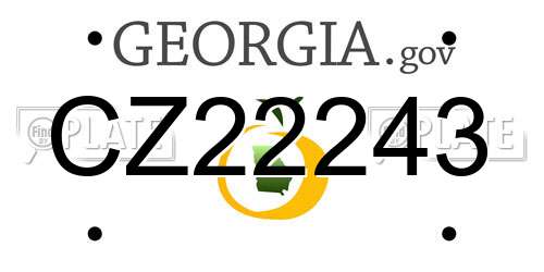 CZ22243 Georgia License Plate