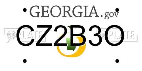 CZ2B3O Georgia License Plate
