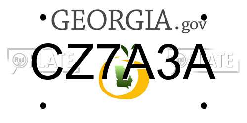 CZ7A3A Georgia License Plate