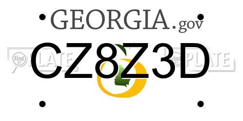 CZ8Z3D Georgia License Plate