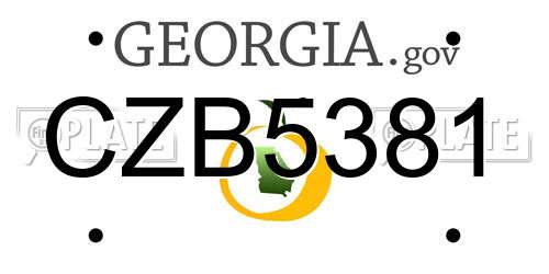 CZB5381 Georgia License Plate