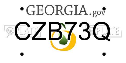 CZB73Q Georgia License Plate