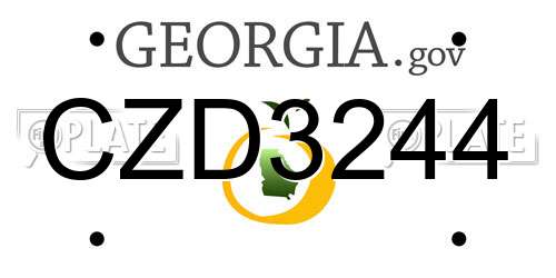 CZD3244 Georgia License Plate