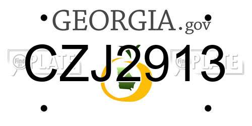 CZJ2913 Georgia License Plate